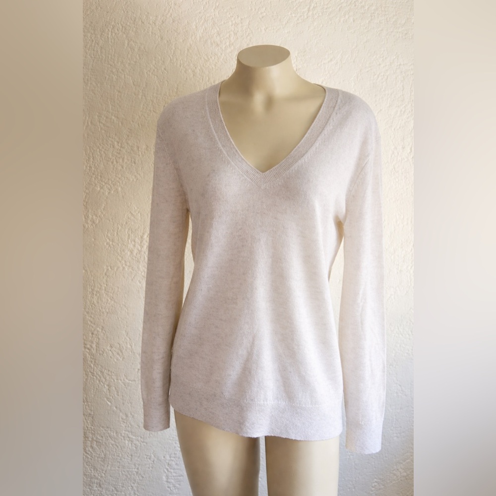 Vince 100% Cashmere V-Neck Sweater Ivory Cream Size Small Soft Luxury Knit
